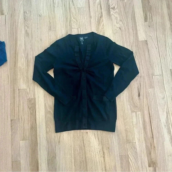 2 Cardigans from The Worth Collection, Blue Cotton, Black Wool, Size Small - Picture 4 of 7